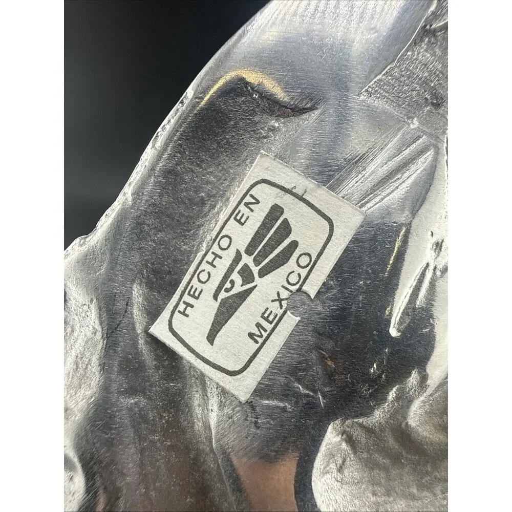 VTG Mexican Pewter Aluminum Santa Claus Face Trinket Dish Tray 7